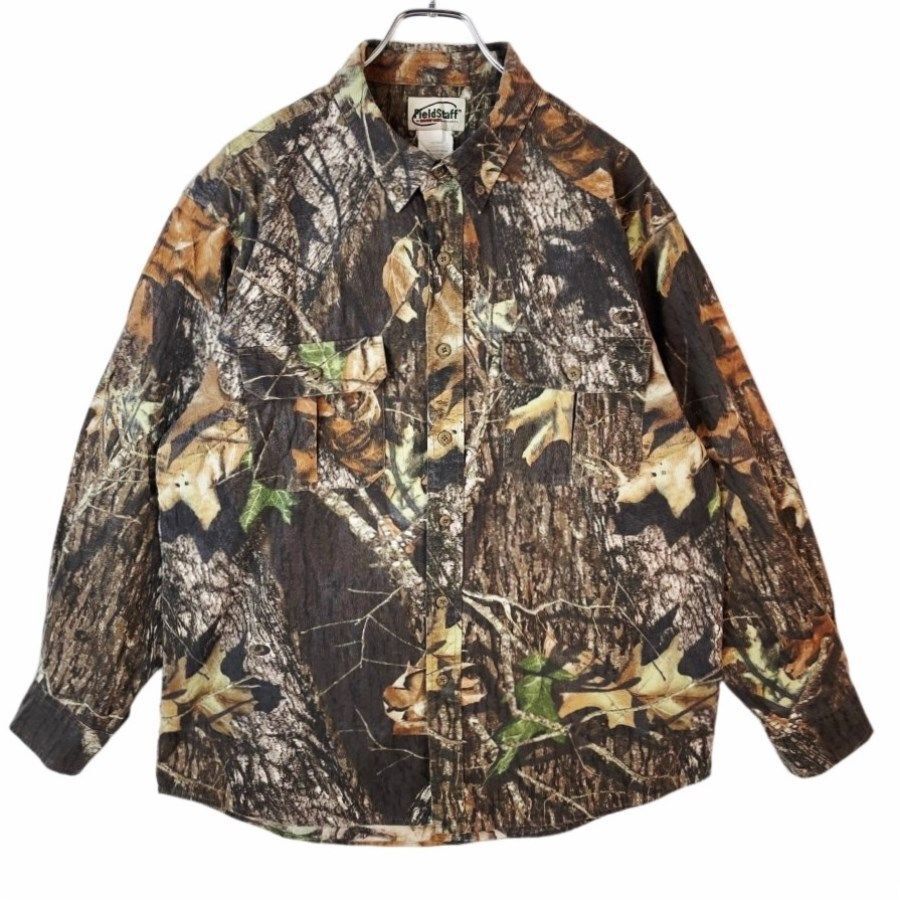 field staff mossy oak長袖カモフラージュシャツボタンダウン総柄シャツコットンrealtreeリアルツリー迷彩ハンティングアウトドア茶色41227拍卖