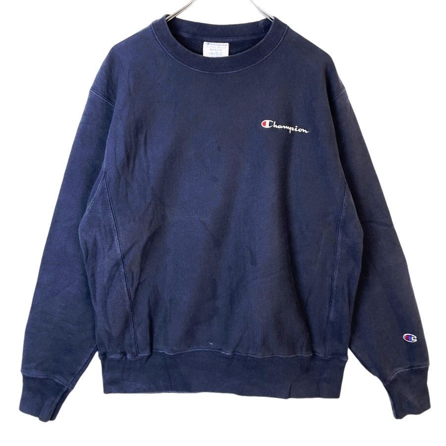 チャンピオンリバースウィーブChampion ReverseWeaveスウェットトレーナーロゴ刺繍ワンポイント袖ロゴワッペン紺ネイビーvintage50106拍卖