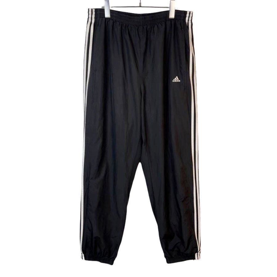 アディダスAdidasトラックパンツジャージウィンドブレーカー黒ブラック白ホワイトロゴ刺繍ワンポイント3本線スリーストライプ50123拍卖