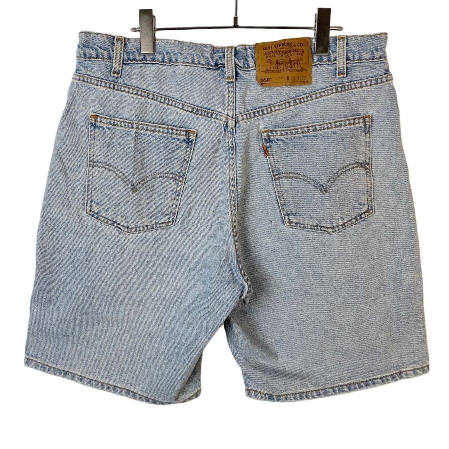 Levi'sリーバイス550デニムショーツハーフパンツショートパンツウォッシュドデニム青ブルーオレンジタブrelaxed fitリラックスド50124拍卖