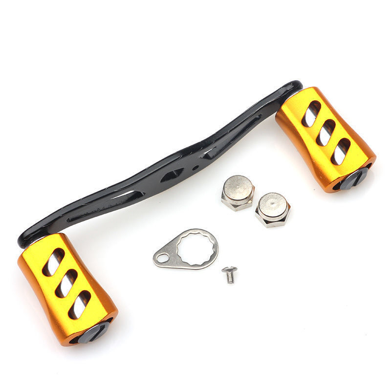 リール交換パーツ アルミダイキャスト ダブルハンドル 黄色 シマノ ダイワ アブガルシアなどに対応拍卖