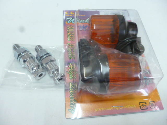 本物 CGC ヨーロピアン ウインカー 500型 黒/アンバー 2個 メッキウインカーボルトM10x30 2本 ショートステー 正規品拍卖