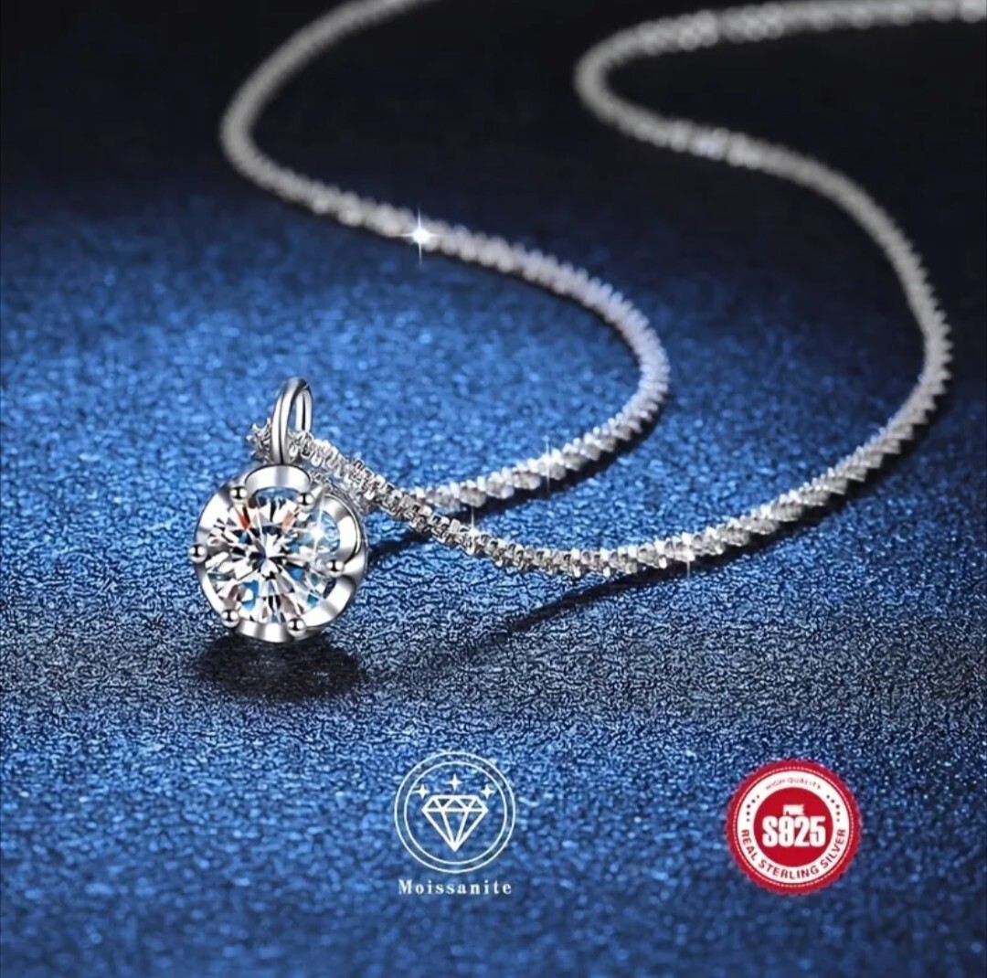 シルバー925 モアサナイト 1ct ペンダント ネックレス 一粒 プレゼント拍卖