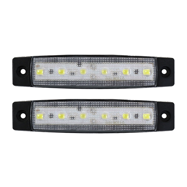 LED サイドマーカー 24V 車用 白 ホワイト 2個 フラット 角型 9mm 薄型マーカー トラック 車高灯 車幅灯 路肩灯 ワークライト デイライト拍卖