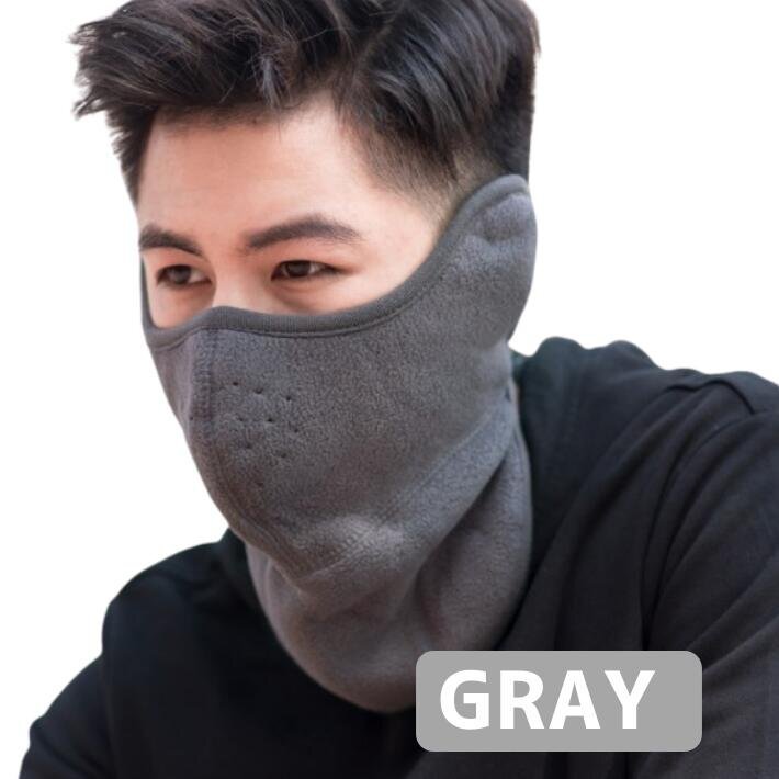 グレー ゴルフやランニングに最適!首元から耳まで暖かく保護する通気フェイスカバー 洗えるUVカット機能付きウインタースポーツにも活躍拍卖