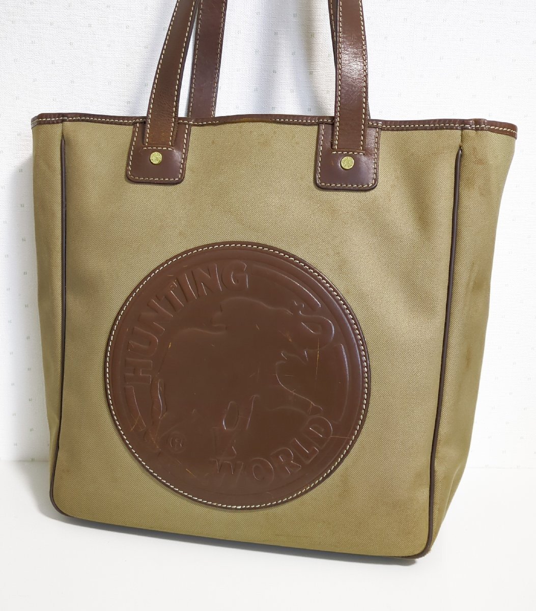 S2662●HUNTING WORLD ハンティングワールド トートバッグ サファリトゥデイ 肩掛け カーキ系 ショルダーバッグ拍卖