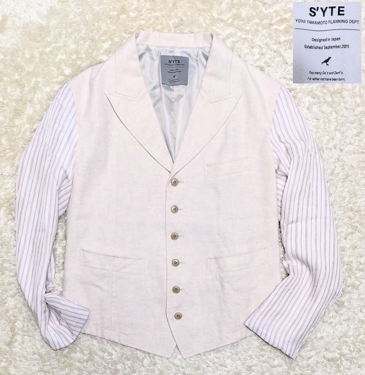 【ドッキングデザイン★】サイズ3 美品 S'YTE Yohji Yamamoto テーラードジャケット◆サイト ヨウジヤマモト (4121)拍卖