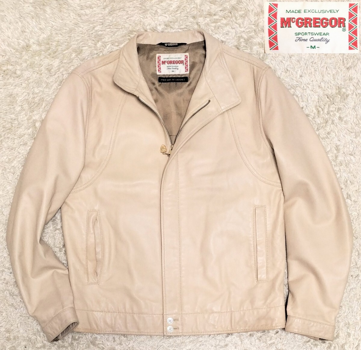 【羊革★】Мサイズ McGREGOR 比翼 ラムレザー ドリズラージャケット/スイングトップ◆ベージュ系☆マックレガー (3)拍卖