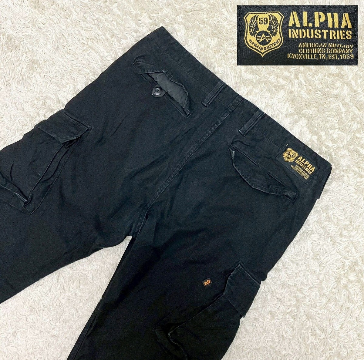 【大きいサイズXL★】美品 ALPHA INDUSTRIES カーゴパンツ/黒◆アルファ インダストリーズ (4)拍卖