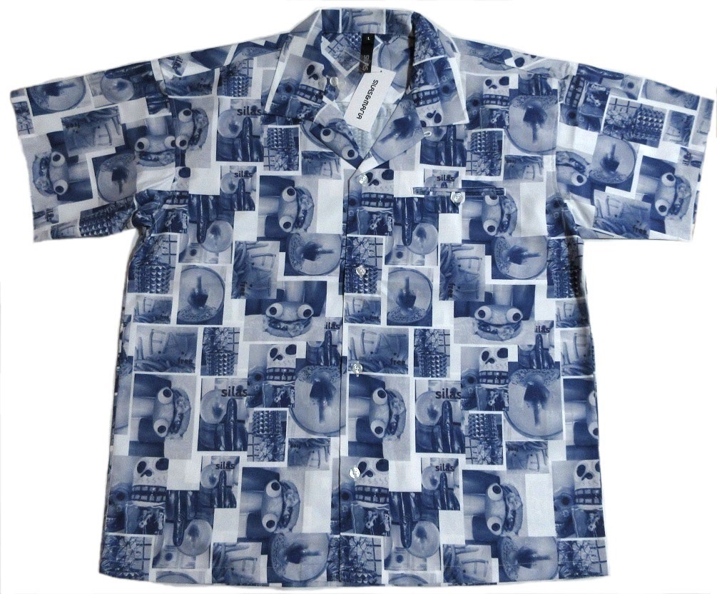 エクストララージ フォト 半袖シャツ Lサイズ ネイビー オープンカラー PHOTO PATTERN OPEN COLLAR S/S SHIRT 110232014006 XLARGE 拍卖
