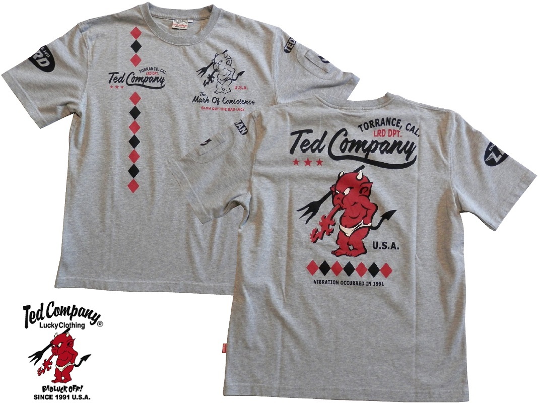 テッドマン/TEDMAN/XLサイズ/半袖Tシャツ/TDSS-570/アッシュ/エフ商会/新品/送料無料/アメカジ/バイカー拍卖