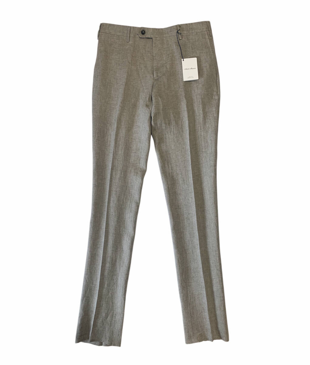 Andre Maurice メンズサマーパンツ 高品質リネン サンドベージュ サイズ48 イタリア製 アンドレモリース since1921拍卖