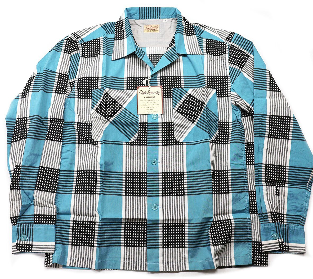STYLE EYES (スタイルアイズ) チェックプリント ブロードコットン スポーツシャツ SE28610 未使用品 ブルー size S / オープンシャツ拍卖
