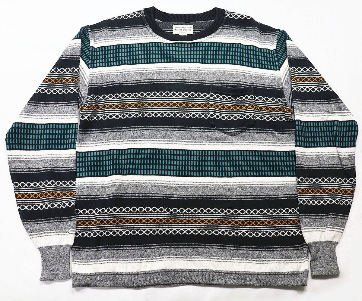 WESTRIDE (ウエストライド) CLASSIC RIB RUG BORDER SWEATER / クラシックリブ ラグボーダーセーター 美品 メキシカンラグ size 40(L)拍卖
