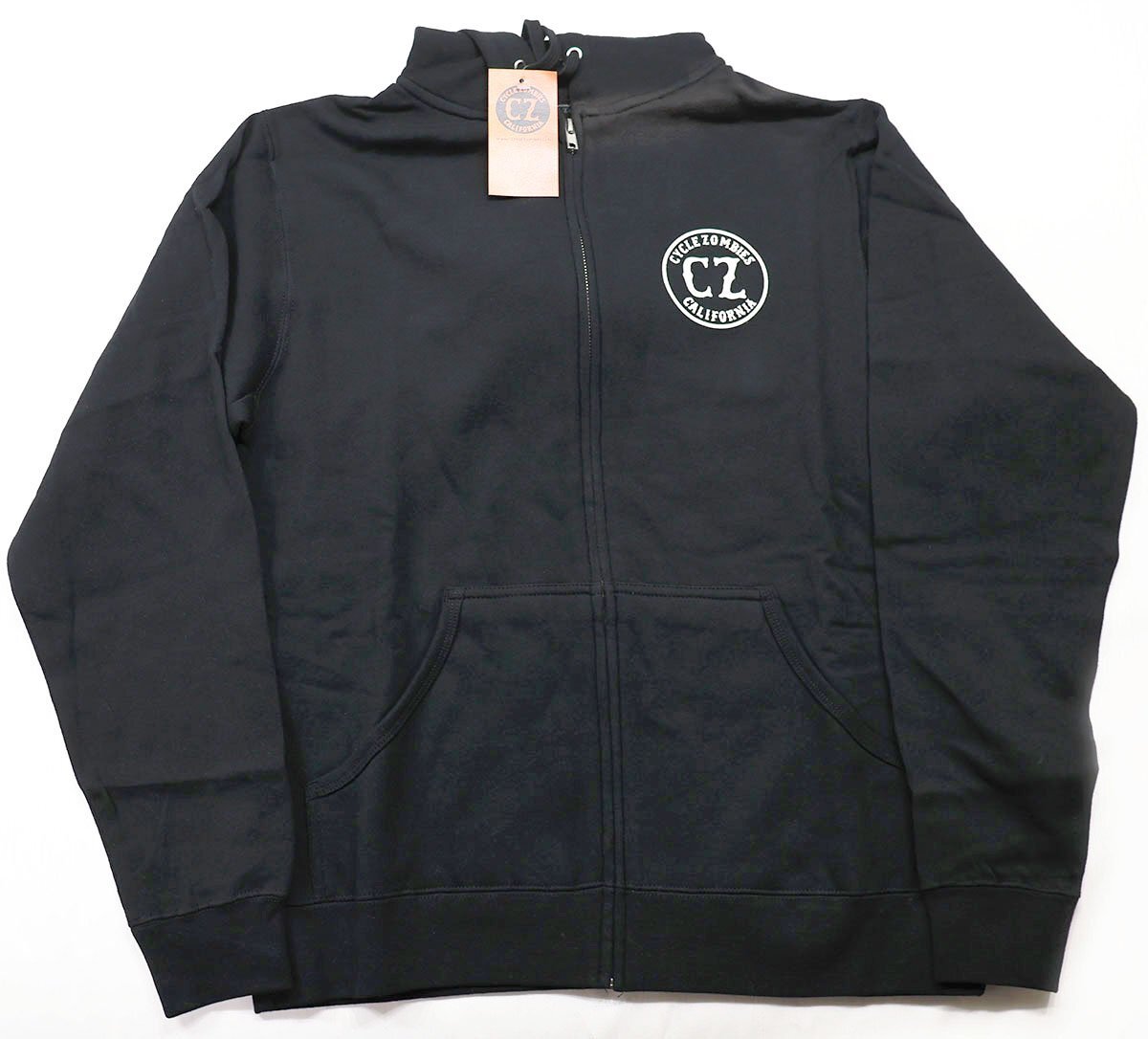 CYCLE ZOMBIES (サイクルゾンビーズ) Full Zip Hoodie - CALIFORNIA - / フルジップパーカー 未使用品(ヤケ有り) ブラック size S拍卖