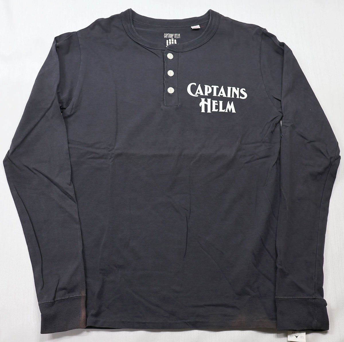 CAPTAINS HELM (キャプテンズヘルム) HENLEY NECK L/S TEE - LOGO - / ヘンリーネック長袖Tシャツ ロゴ ブラック size 36(S) / ロンT拍卖