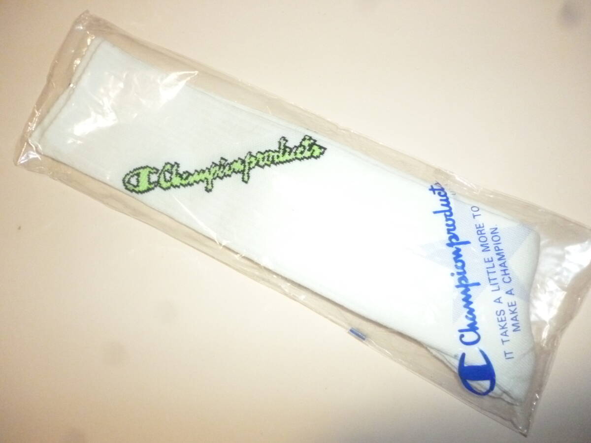 チャンピオン Champion バスケ バレー ハイソックス バッソク 蛍光 黄緑色・黒 斜め文字 派手柄 27cm 送料無料拍卖