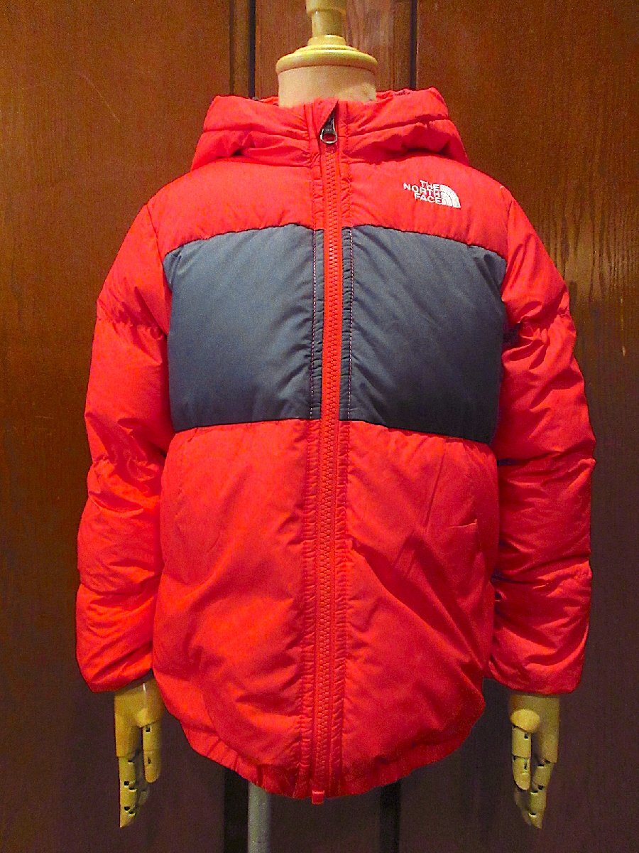 THE NORTH FACEキッズフード付きダウンジャケットグレー×ピンク●250405m2-k-jkノースフェイスアウター子供服拍卖