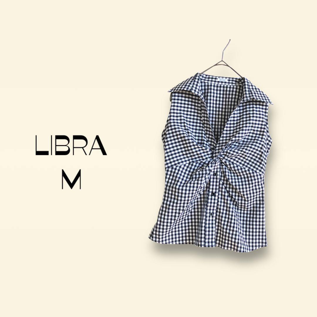 リブラ LIBRA ブラウス【M】ギンガムチェック ノースリーブ拍卖