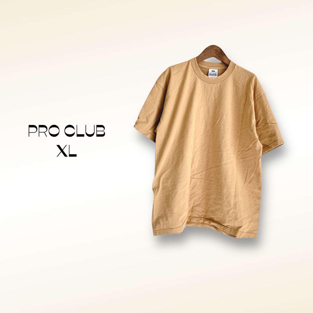 プロクラブ PRO CLUB Tシャツ【XL】黄土色 無地 クルーネック拍卖