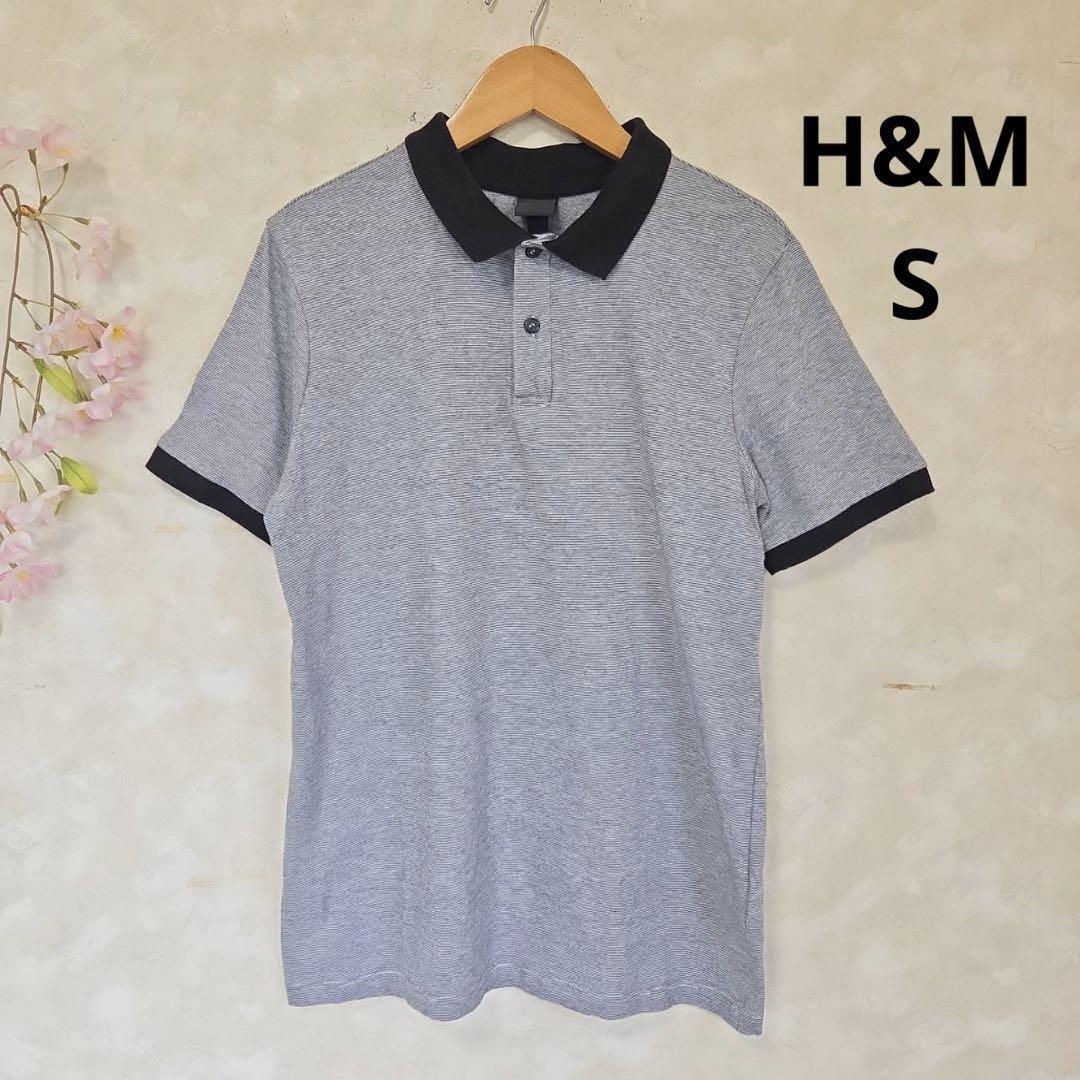 エイチアンドエム H&M ポロシャツ【S】ブラック ホワイト 半袖拍卖