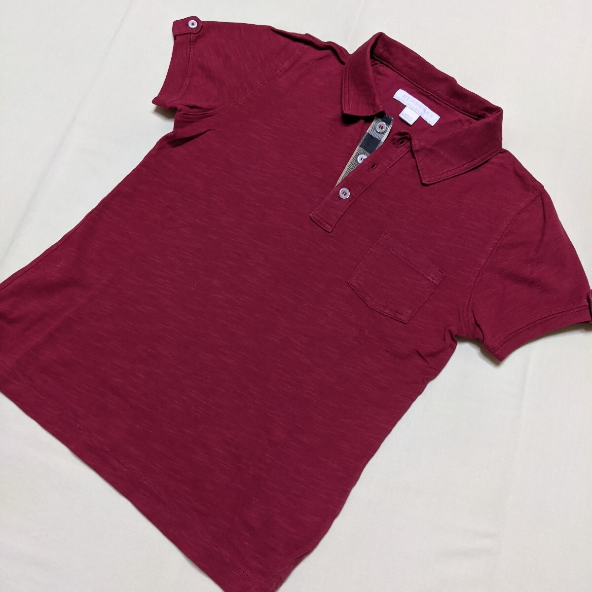☆SP56 BURBERRY バーバリー 8Y 128 120 130 男の子 男子 半袖 ポロシャツ カットソー 赤 エンジ ボルドー拍卖