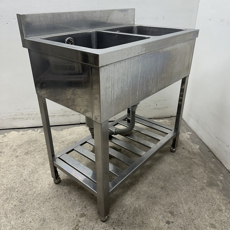 ★ED1005 | 2槽シンク W750×D450×H800(BG900)mm 厨房用 業務用 中古 ステンレス 流し台拍卖
