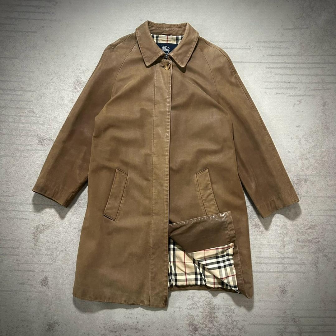 美品 BURBERRY 90's 入手困難 オールレザー L相当 ノバチェック拍卖