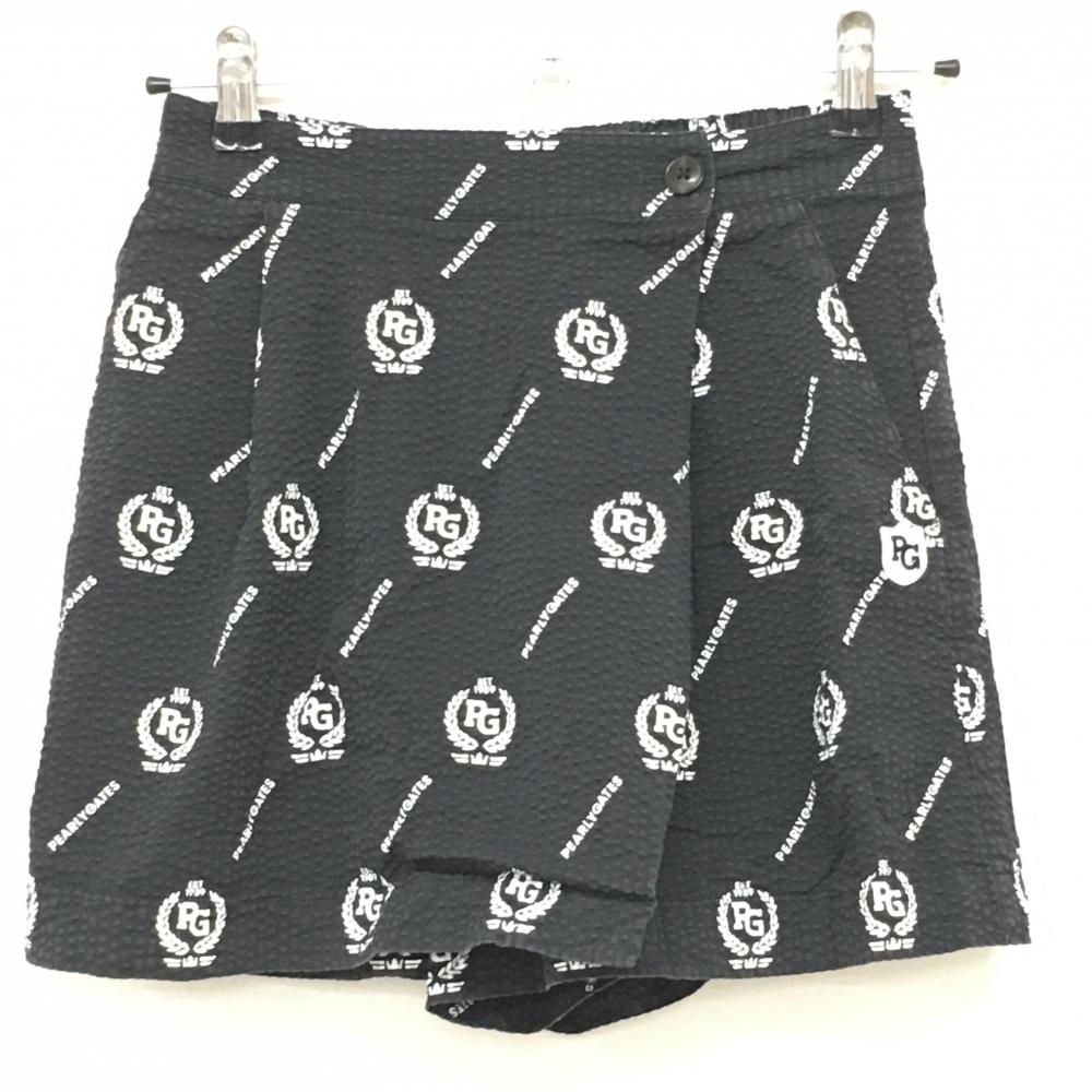 パーリーゲイツ キュロットスカート ネイビー×白 総柄 サッカー生地 レディース 00(XS) ゴルフウェア PEARLY GATES拍卖