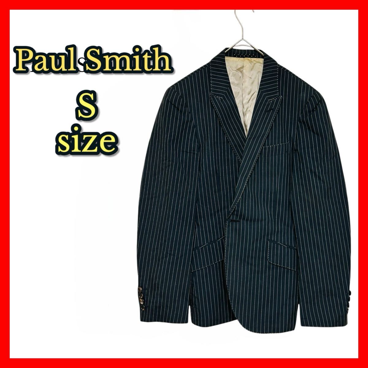 【Paul Smith】Sサイズ ストライプ ネイビー ダブルブレストデザイン クラシックフォーマル 高級感 ビジネス パーティー おしゃれスーツ拍卖