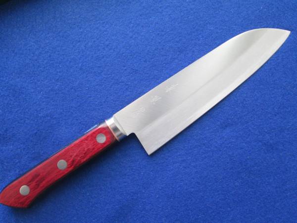 「兼景」青紙スーパー鋼割込ツバ付高級三徳包丁拍卖