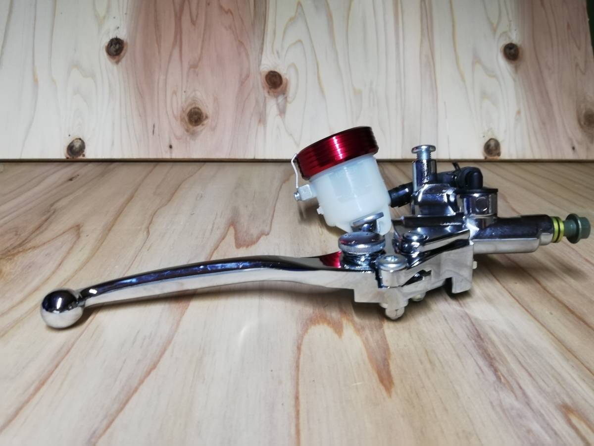 送込 ダブル5/8別体マスター メッキ×赤/22.2πレッドGS400EザリGT750ゴキGSX400イナズマGSX400S刀 GS750 ハン センハンΧ 教習VFロボ拍卖