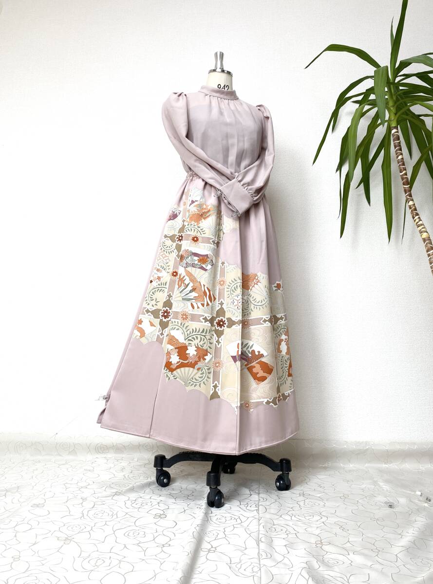 大人可愛いセレブ着物スカートフリーサイズ着物リメイクウエストゴムロングスカートフリーサイズ送料込みハンドメイドスカートNO.5127拍卖