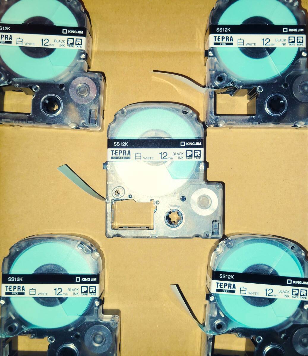 SS12K 5個セット TEPRA PRO【純正/新品未開封/ご希望個数】白(WHITE) 12mm キングジム(KING JIM) テプラ カートリッジ ラベル拍卖