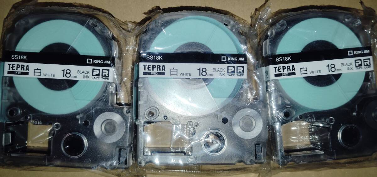 SS18K 3個セット TEPRA PRO【純正/新品未開封/ご希望個数】白(WHITE) 18mm キングジム(KING JIM) テプラ カートリッジ ラベル 袋あり拍卖