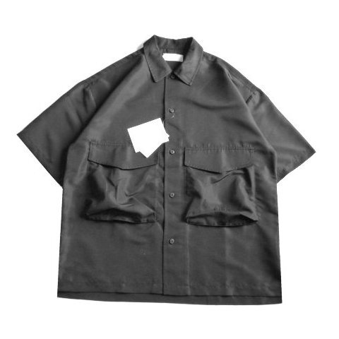 新品 NIDO ニド BIG ビッグ ポケット 黒 無地 半袖 シャツ メンズ M ブラック オーバーサイズ 拍卖