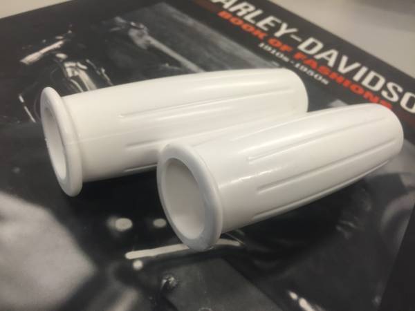 インチサイズ 用 タル型 樽型 グリップ ホワイト 白 ファットボーイ チョッパー ショベル パンヘッド スポーツスター ボバー ソフテイル拍卖