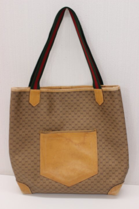 ○GUCCI グッチ オールドグッチ トートバッグ 002・904・0222 /キャンバス/総柄 現状渡し【本物保証】 シェリーライン拍卖