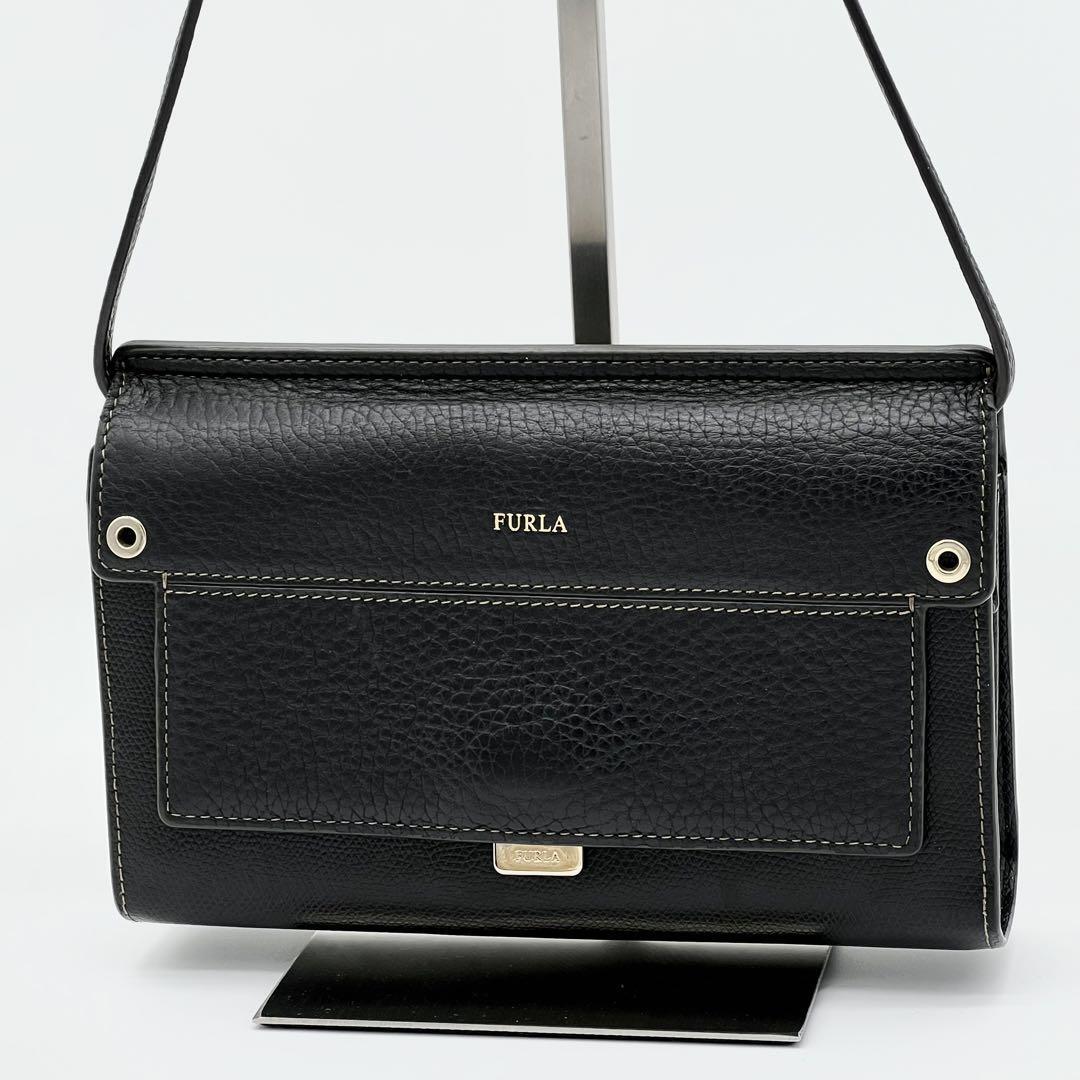【極美品】FURLA フルラ LIKE ライク ショルダーウォレット ショルダーバッグ 斜めがけ クロスボディ ミニバッグ レディース 黒色 CH000406拍卖