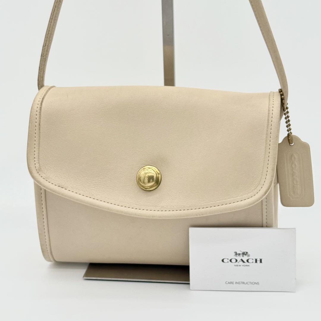 【良品】OLDCOACH コーチ ポシェット ショルダーバッグ 斜めがけ クロスボディ ドイツホック プッシュロック ミニバッグ ベージュ DD440421拍卖