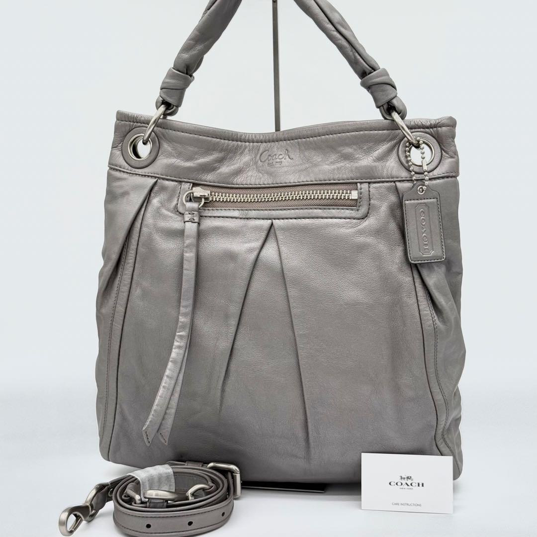 【美品】COACH コーチ トートバッグ ハンドバッグ セミショルダーバッグ 2way 斜めがけ チャーム フォーマル レディース グレー BB570412H拍卖