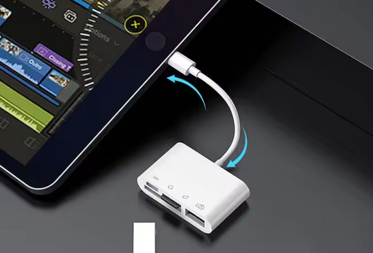 Lightning メモリーカードリーダー、SD、充電ポート付きTFアダプター、USB、カメラ、iPhone、4 in 1拍卖
