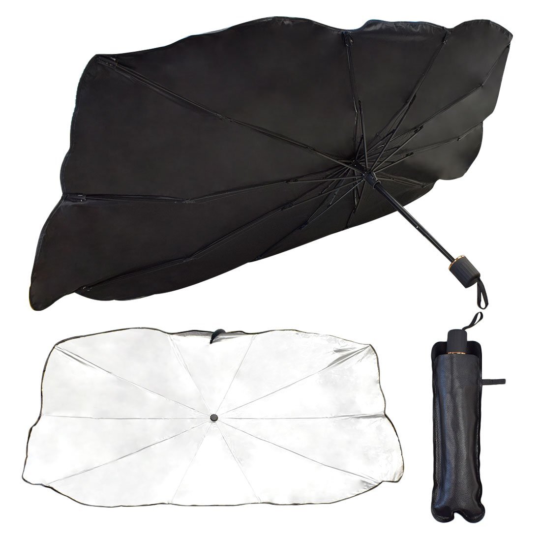 車用サンシェード チタンシルバー 厚みあり Lサイズ 140*80cm 10本骨 カーシェード 車 フロントガラス拍卖