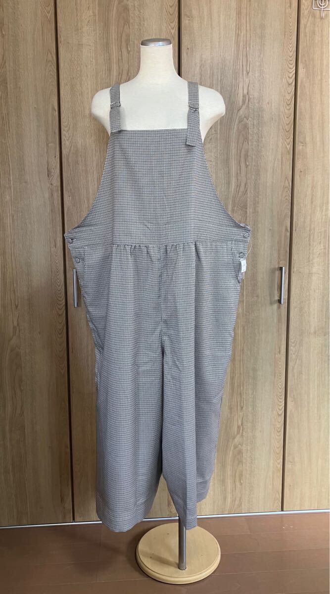 【大きいサイズ新品】SMILELAND◆茶系チェック サロペット オーバーオール◆サイズ6L◆送料安☆拍卖