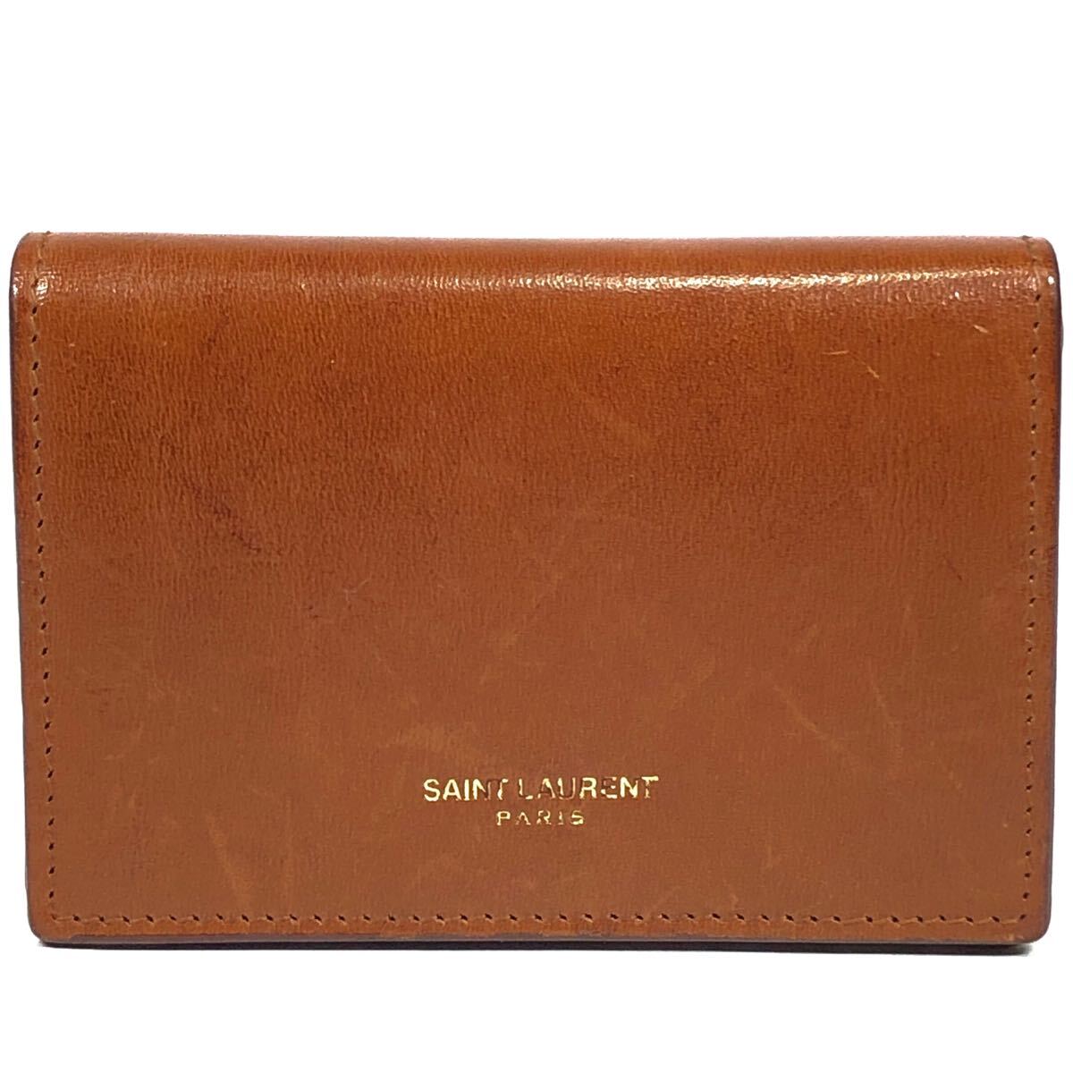 【サンローラン】基準内 SAINT LAURENT 名刺入れ ロゴモチーフ カードケース 定期入れ パスケース 本革 レザー メンズ レディース 伊製拍卖