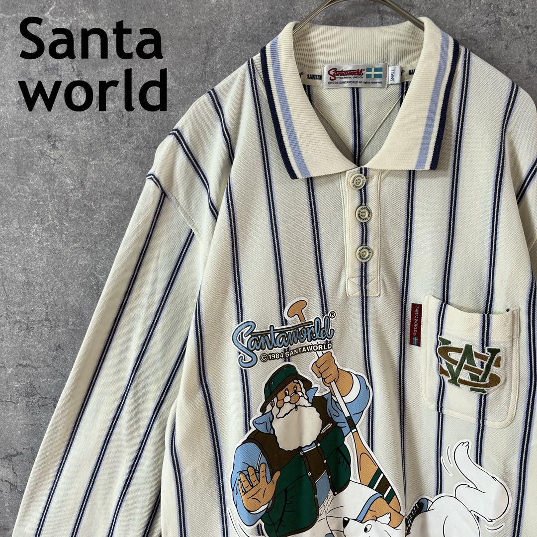 Santa Warld ストライプポロシャツ 長袖 プリント 刺繍 Sメンズ拍卖