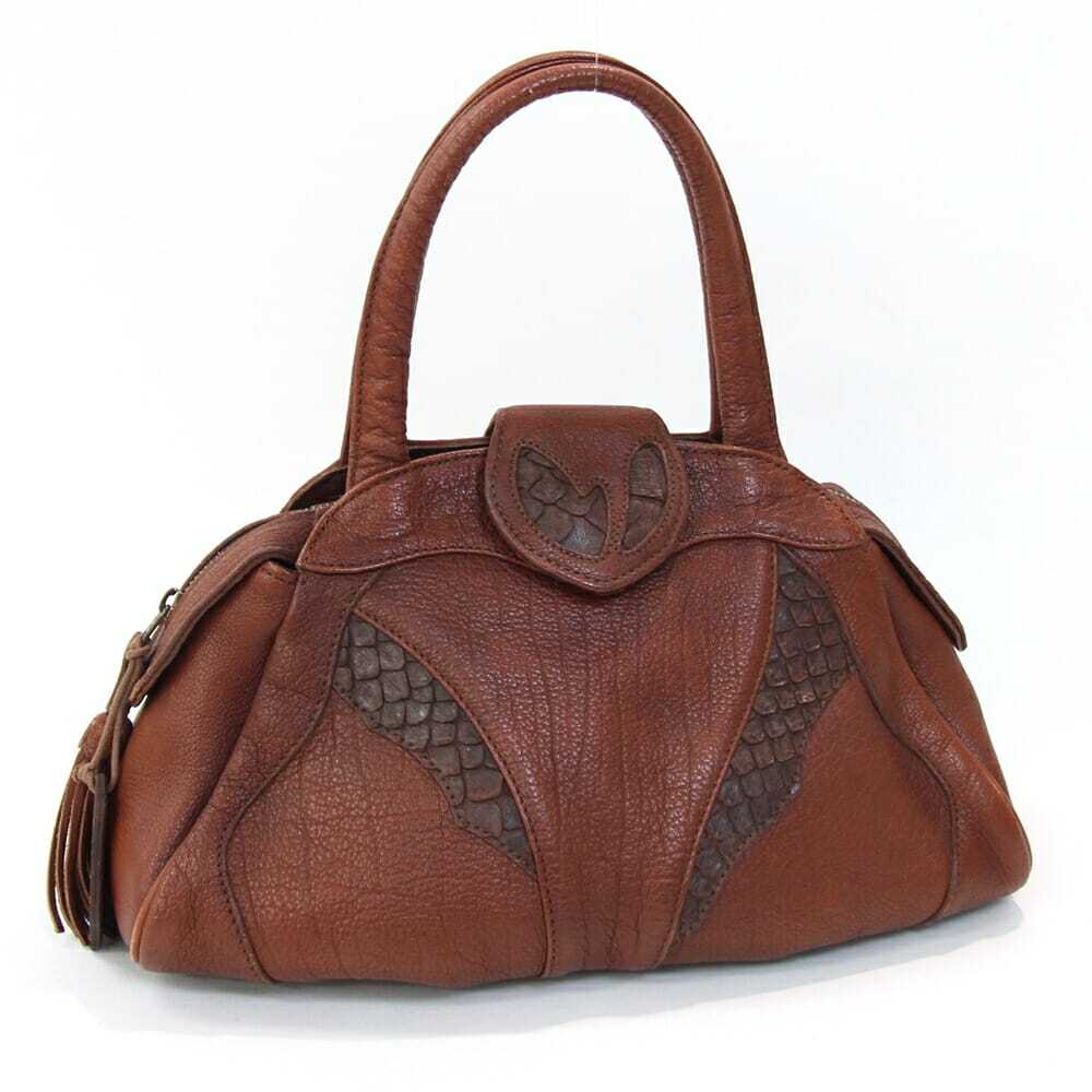 イビサ ハンドバッグ ブラウン レザー パイソン 中古 タッセル フリンジ 鞄 レディース 女性拍卖