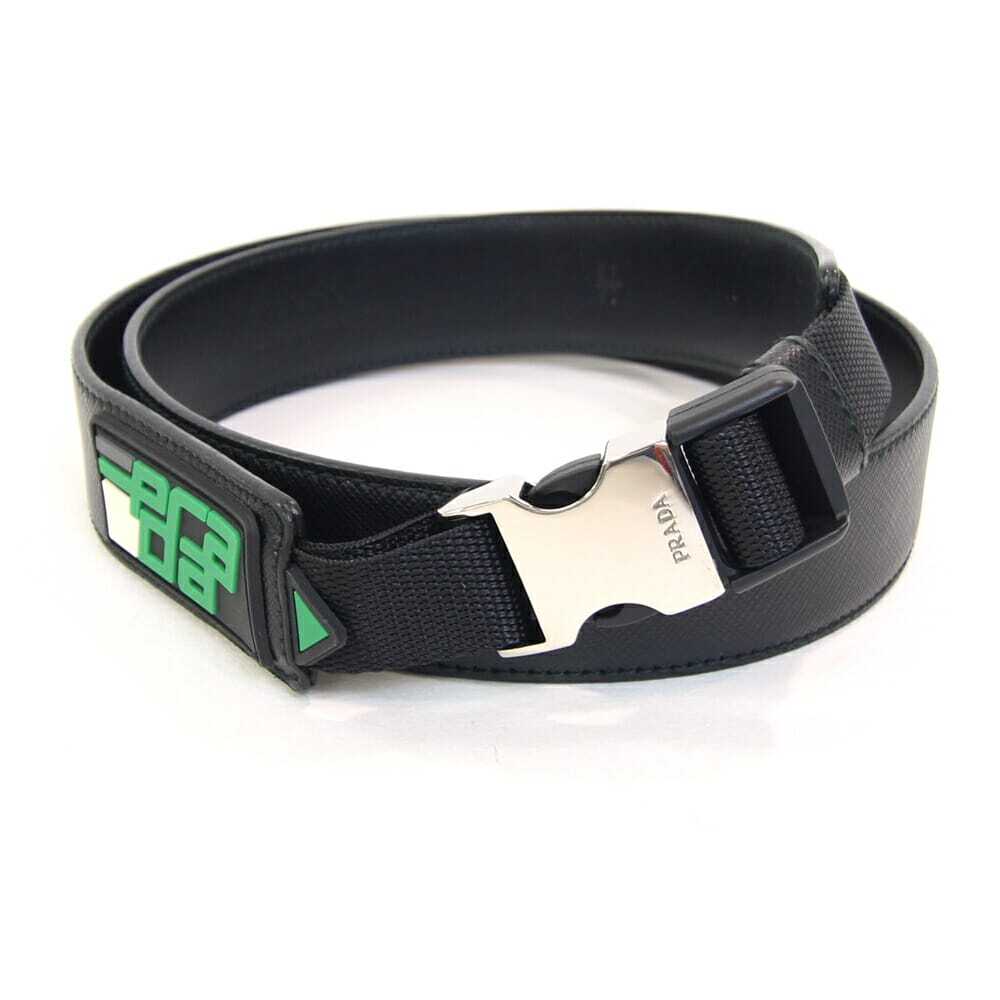 プラダ ベルト 2CM082 ブラック レザー 中古 メンズ 男性 ファッション アパレル ロゴ ガチャベルト拍卖