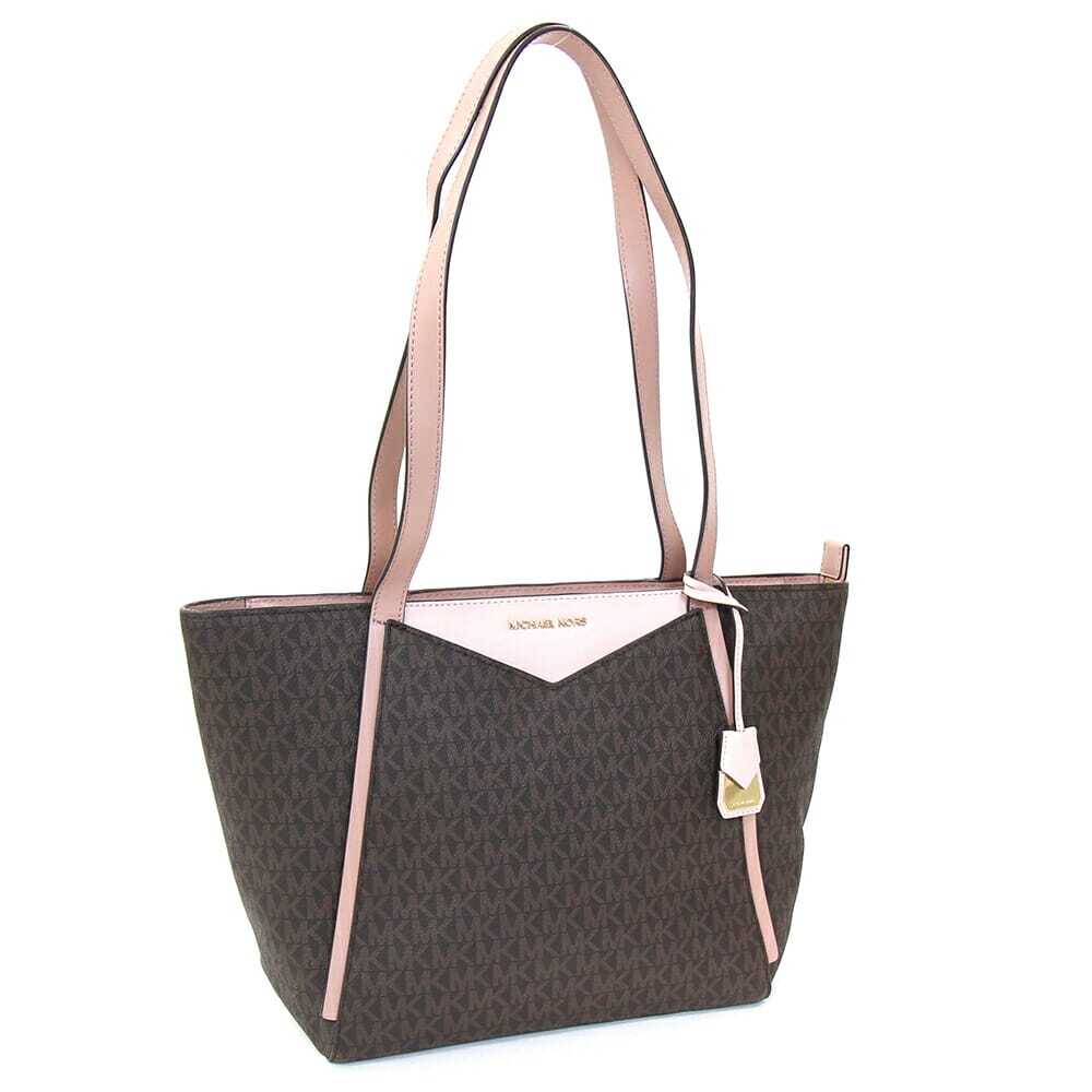 マイケルコース トートバッグ ホイットニー 30S8GN1T1B ダークブラウン ライトピンク PVC レザー 中古 肩掛け拍卖