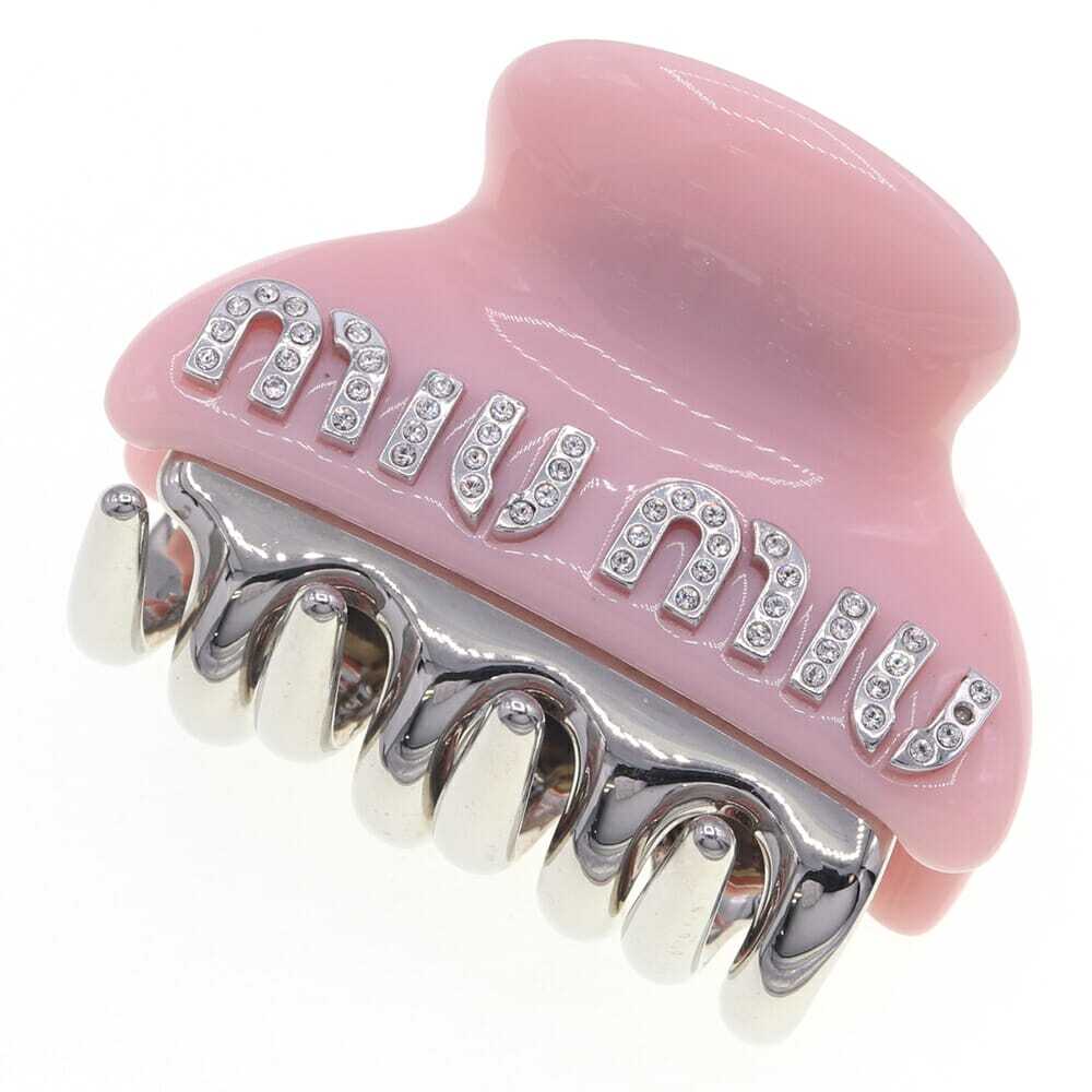ミュウミュウ ヘアクリップ 5IF068 ピンク シルバー 中古 ヘアアクセサリー 髪留め ロゴ クリスタル レディース MIU拍卖